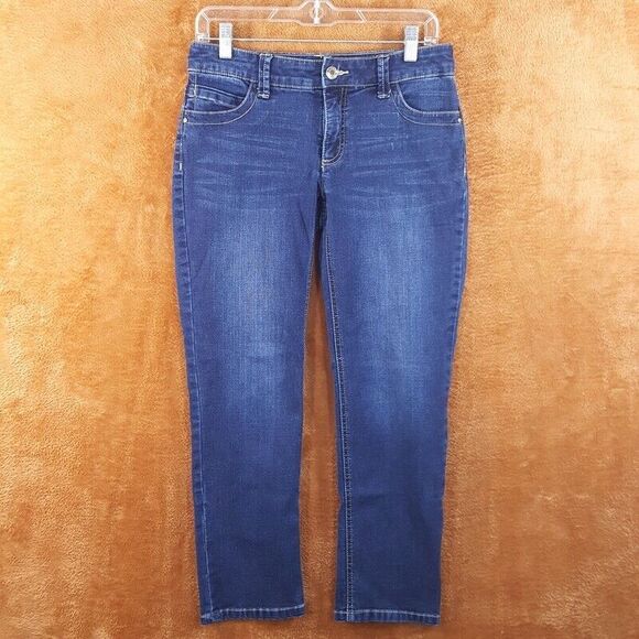 CHICOS Womens Jeans Size 00 XS Dark Wash Skinny Crop Ankle Pocket Stretch Denim - Picture 1 of 7